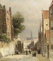 A Street Scene In Haarlem, The St Bavo Church In The Background - Johannes Frederik Hulk