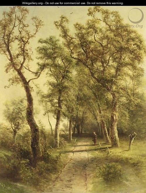A Landscape With A Traveller On A Path - Pieter Lodewijk Francisco Kluyver