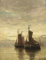 Anchored Fishingboats At Dusk - Hendrik Willem Mesdag