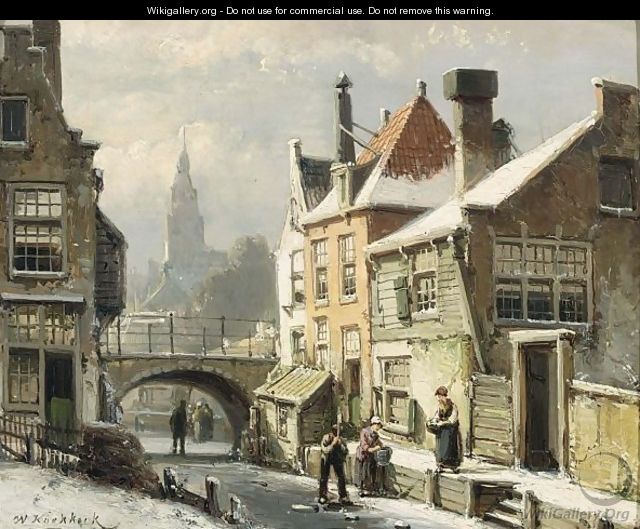 A View Of A Dutch Town In Winter - Willem Koekkoek