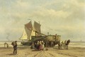 Fisherfolk By A Beached Bomschuit - Johannes Hermann Barend Koekkoek