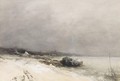 An Extensive Winter Landscape With A Boat - Louis Apol
