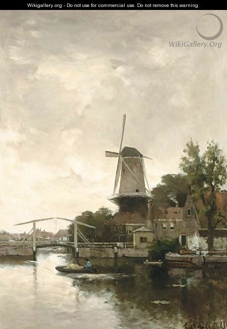 A View Of A Town Along A Canal - Fredericus Jacobus Van Rossum Chattel