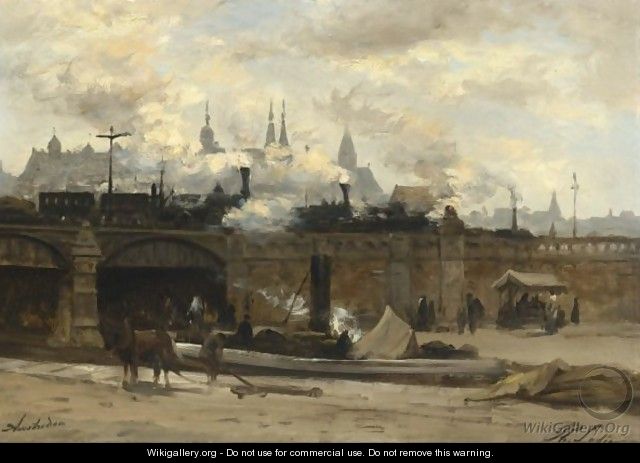 A View Of The Central Station, Amsterdam - Philippe Lodowyck Jacob Sadee