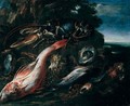 Still Life Of Salt Water Fish, Shellfish, And A Lobster - (after) Nicola Maria Recco