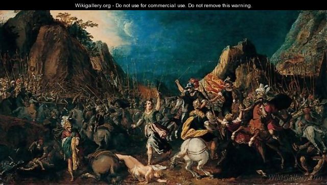 A Classical Battle Scene - Adriaen van Nieulandt
