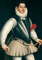 Portrait Of A Gentleman, Three-Quarter Length Standing, Wearing Armour And A Ruff, A Red Ribbon Tied To His Left Arm - (after) Giovanni Battista (Il Malosso) Trotti
