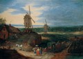 An Open Landscape With Travellers Conversing Before A Windmill - (after) Jan The Elder Brueghel