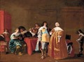 An Elegant Company Drinking And Playing Backgammon In An Interior - (after) Anthonie Palamedesz. (Stevaerts, Stevens)