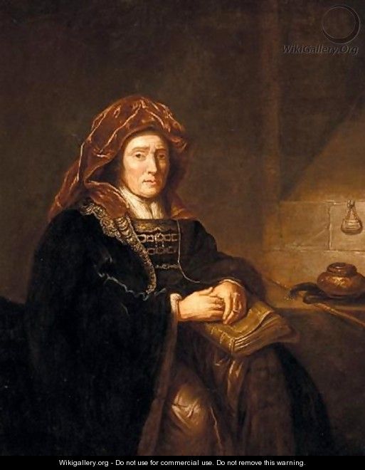 Portrait Of An Old Lady Seated In An Interior, Holding A Book And Spectacles - (after) Harmenszoon Van Rijn Rembrandt