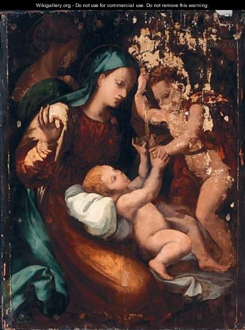 The Madonna And Child With The Infant Saint John The Baptist - (after) Perino Del Vaga (Pietro Bonaccors)