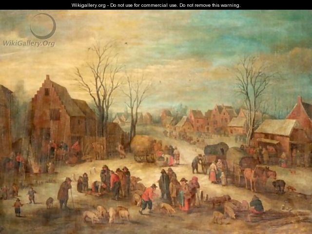 A Crowded Village Scene - (after) Theobald Michau