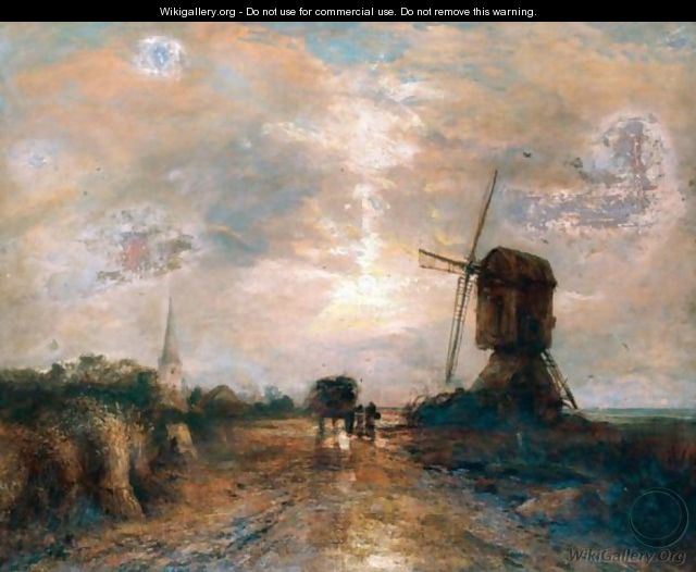Coastal Landscape With Windmill - (after) James Webb