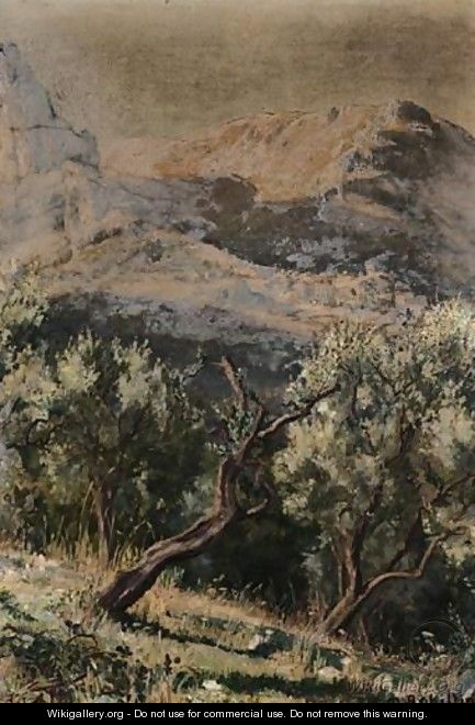 Cypress Trees On A Hillside - Marianne H. Robilliard