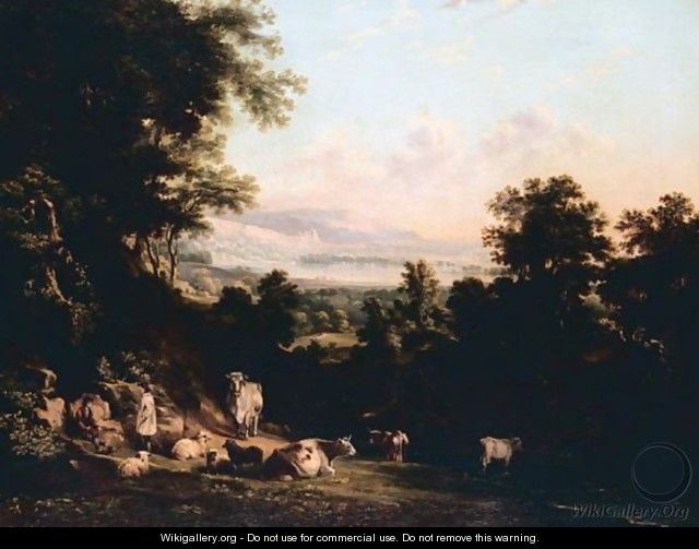 Cattle In A Landscape - English School