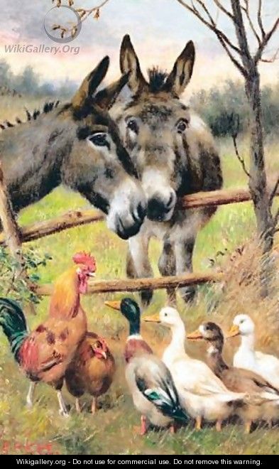 Donkey And Ducks - Herbert William Weekes