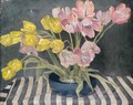 A Bowl Of Yellow And Red Tulips - William M. Milner