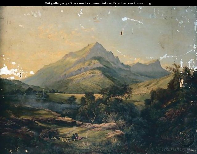 Natives In A Mountainous Landscape - Colonial School