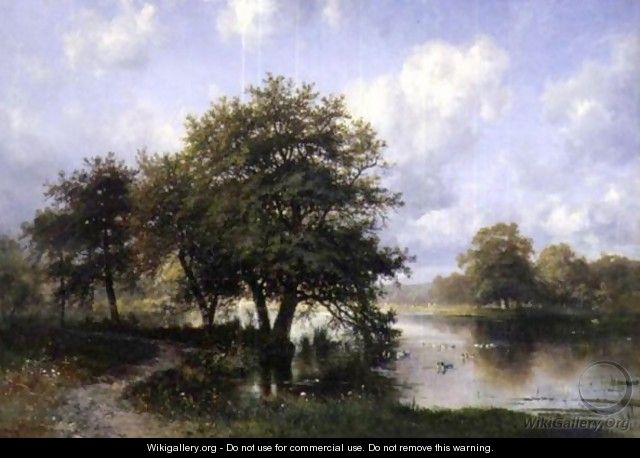 Ducks At The Lake - Francois Auguste Ortmans