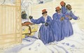 Three Coachmen In The Snow - Boris Kustodiev