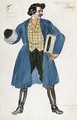 Costume Design For Vasya With His Accordian - Boris Kustodiev