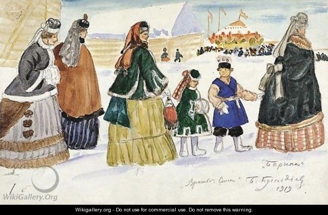 Ladies On Their Way To The Fair - Boris Kustodiev