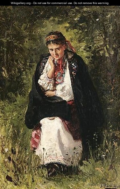 Young Woman In The Garden - Vladimir Egorovic Makovsky