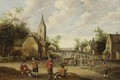 A Village Scene With Figures Conversing - Joost Cornelisz. Droochsloot