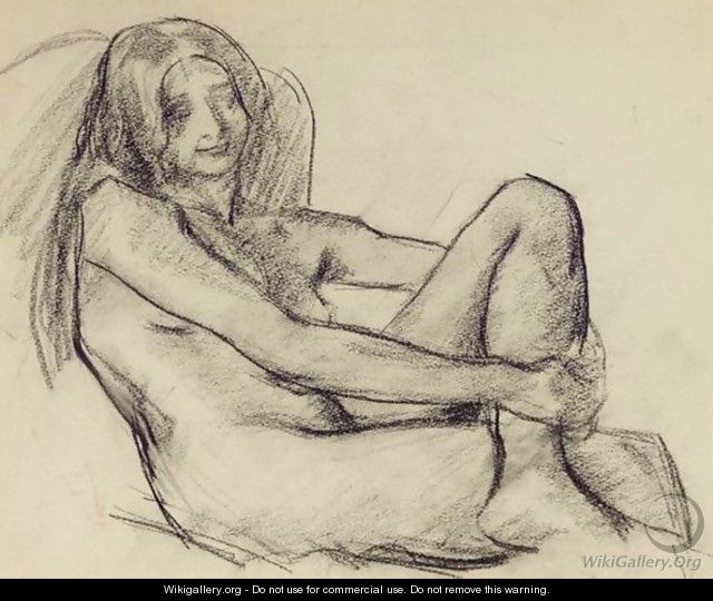 Female Nude With Left Leg Drawn Up - Roderic O