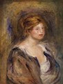 Jeune Fille En Bleu (Tete De Femme Blonde) - Pierre Auguste Renoir