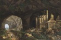 A Grotto With Nymphs Resting Near Classical Columns And Ornaments - Christian Wilhelm Ernst Dietrich