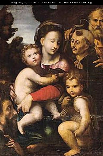 The Holy Family With The Infant Saint John, Saint Anthony Of Padua And A Male Saint - Sienese School