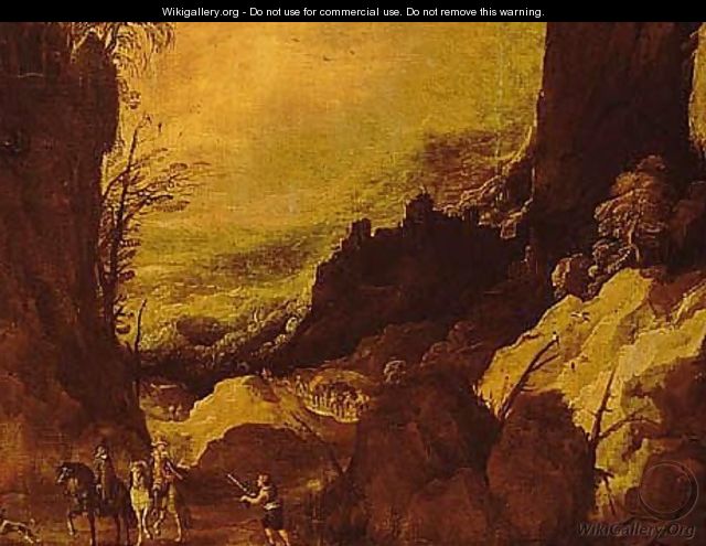 Mountainous Landscape With Travellers On A Path - (after) Joos De Momper