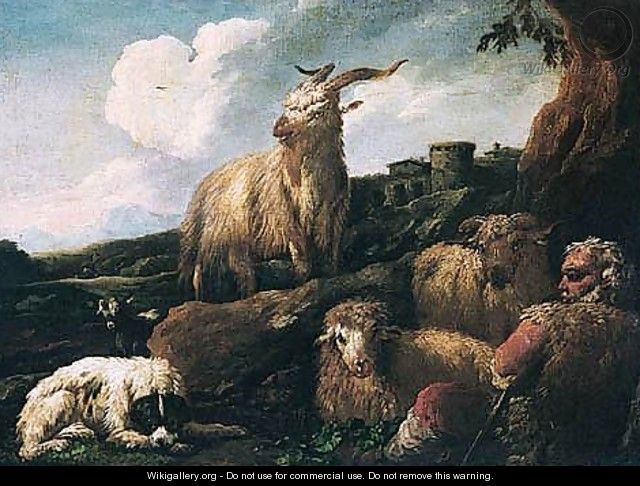 A Goatherd And His Dog - Johann Melchior Roos