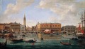 Venice, A View Of The Molo From The Bacino Di San Marco Looking North Towards The Piazzetta And The Palazzo Ducale - Caspar Andriaans Van Wittel