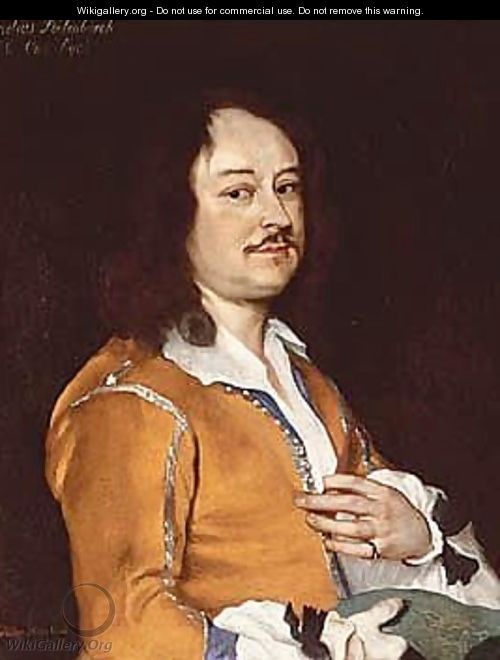 Portrait Of A Man, Wearing An Ochre Jacket, Holding A Drawing In His Right Hand - Jacob van Loo
