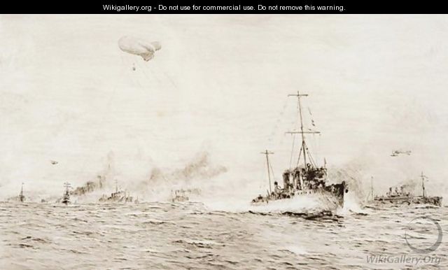 Escorting A Convoy Up The Channel - William Lionel Wyllie