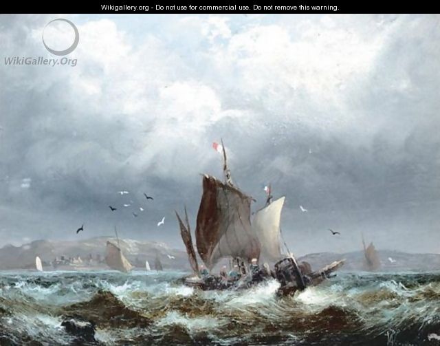 Fishing Boats In Heavy Seas - (after) William A. Thornley Or Thornber