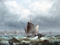 Fishing Boats In Heavy Seas - (after) William A. Thornley Or Thornber