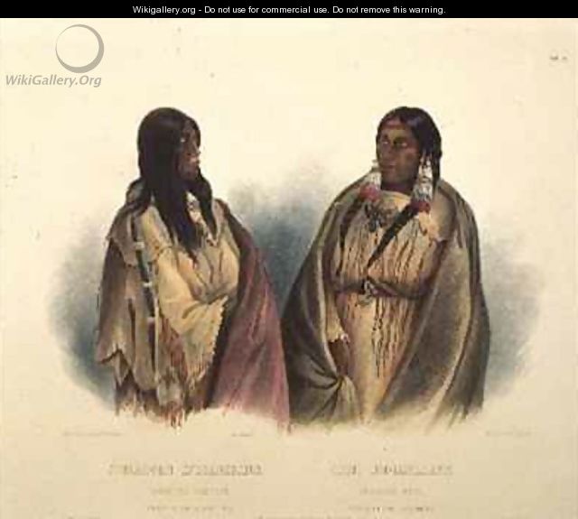 Woman of the Snake-Tribe and Woman of the Cree-Tribe - (after) Bodmer, Karl