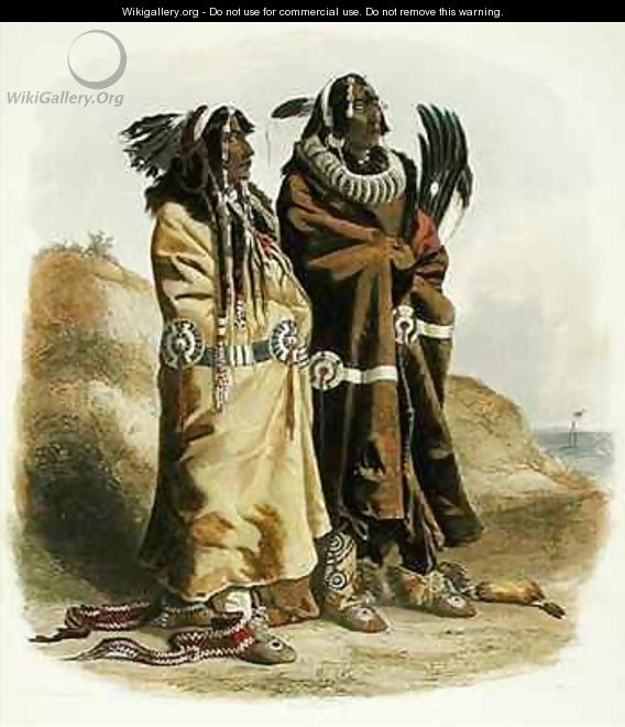 Sih-Chida and Mahchsi-Karehde, Mandan Indians - (after) Bodmer, Karl