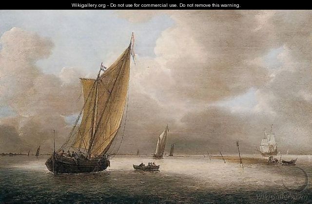 A Dutch Smalschip, A Frigate And Other Light Shipping In A Breeze - Hieronymus Van Diest