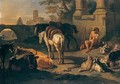 A Drover And Pack-Animals Resting Among Roman Ruins - Pieter van Bloemen