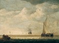 Dutch Coastal Vessels In A River Estuary With Fishermen Hauling Their Boat Ashore In The Foreground - Simon De Vlieger