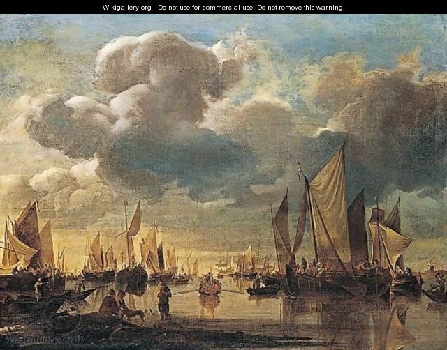 Dutch Shipping Offshore In A Calm, With A Dignitary Being Conveyed In A Rowing Boat To A States Yacht - Hendrik Jakobsz. Dubbels