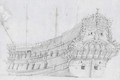 Study of a Dutch warship observed from the stern - Willem van de, the Elder Velde