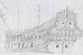 Study of a Dutch warship observed from the stern - Willem van de, the Elder Velde