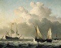 A wijdschip close-hauled in a fresh breeze, with other shipping - Willem van de, the Younger Velde