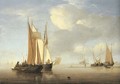 A kaag and a wijdschip in a calm - Willem van de, the Younger Velde