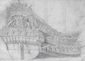 The hull of the Staaten General, seen from astern - Willem van de, the Elder Velde